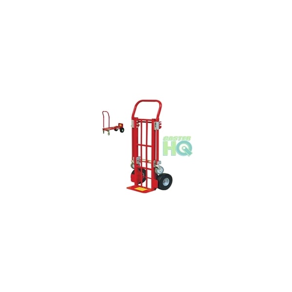 2-in-1 HD Industrial Flow Back; Jr. Convertible Hand Truck W/ 10" Fl